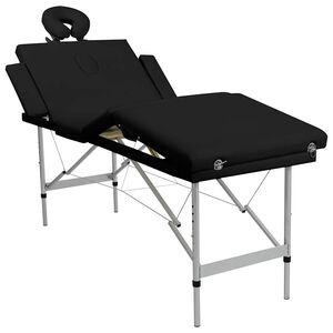 vidaXL massagebord foldbart 4 zoner aluminiumsstel sort