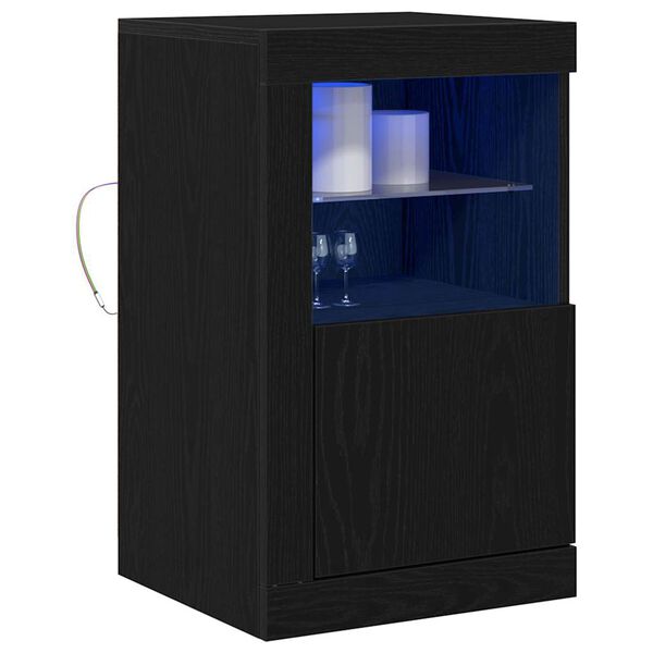 vidaXL LED Sideboard 2 pcs Sort eg 41 x 37 x 67 cm Konstrueret tr&aelig;
