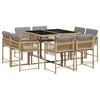 vidaXL spisebordss&aelig;t til haven 9 dele med hynder polyrattan beige