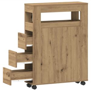 vidaXL smalt badev&aelig;relsesskab med hjul konstrueret tr&aelig; egetr&aelig;sfarve