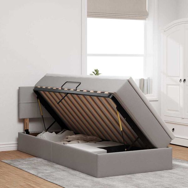 vidaXL Seng med opbevaring og madras med madras Gr&aring;brun 100 x 200 cm