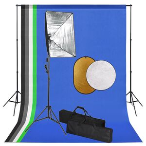 vidaXL fotostudies&aelig;t med softbox-lamper, baggrund og reflektor