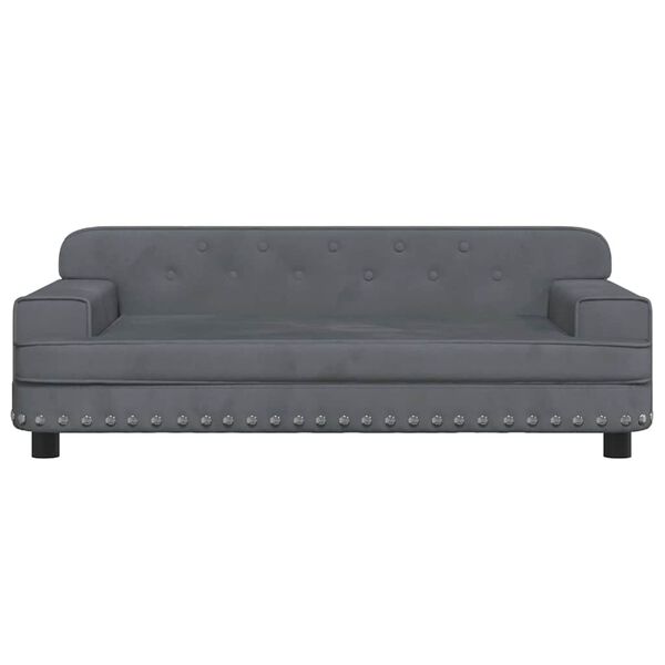 vidaXL sofa til b&oslash;rn 90x53x30 cm velour m&oslash;rkegr&aring;