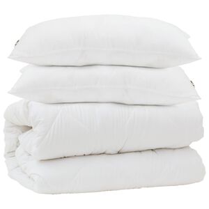 vidaXL Dynebetr&aelig;k S&aelig;t med pude 3 pcs Hvid Mikrofiber og Dunfjer