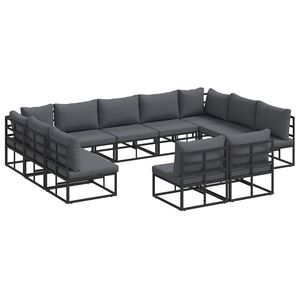 vidaXL Havesofa S&aelig;t 11 stk. Sort Aluminium