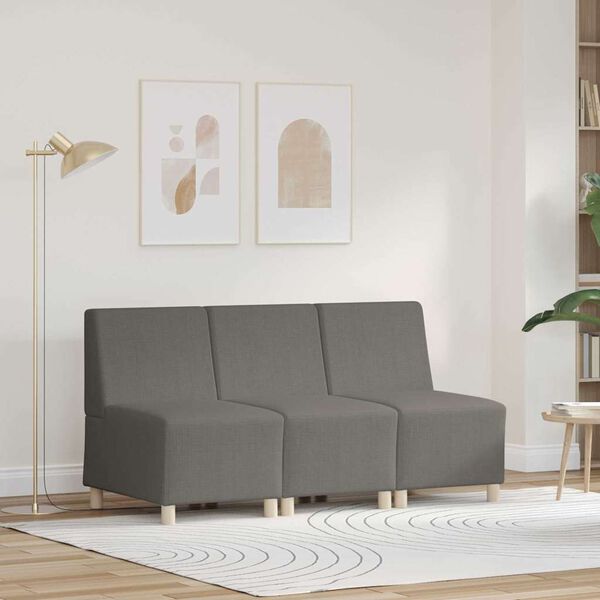 vidaXL Modulsofa enhed uden arme 3 pcs Lysegrå 55 x 74 x 82 cm