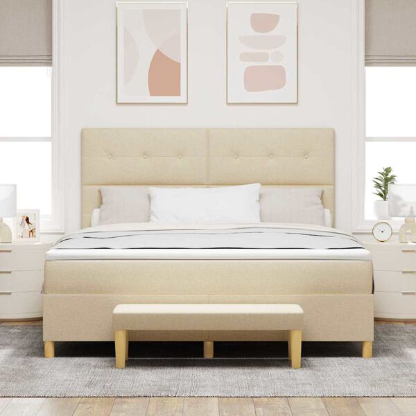 vidaXL Box spring seng med madras Creme 180 x 200 cm Stof