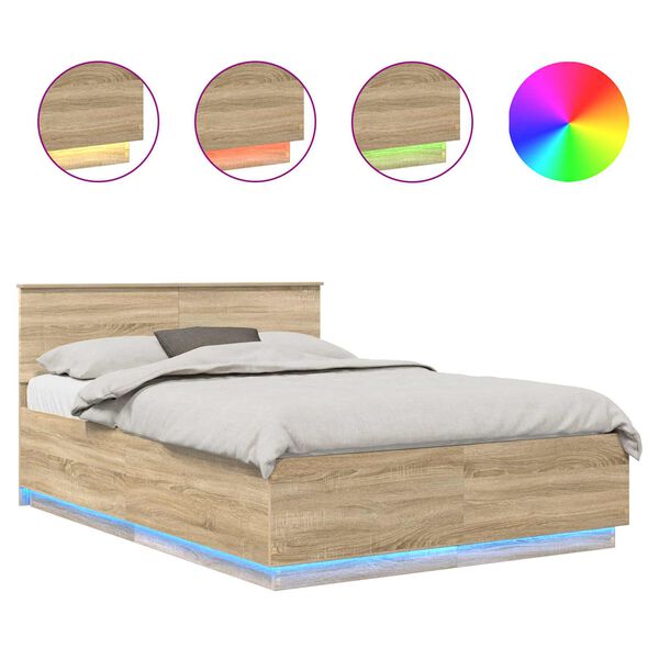 vidaXL Sengestel med hovedg&aelig;rde Sonoma eg 150 x 200 cm Konstrueret tr&aelig;