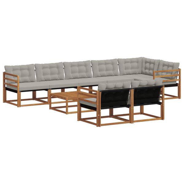 vidaXL Udend&oslash;rs sofagruppe med pude 9 pcs Naturlig og Lys Gr&aring;