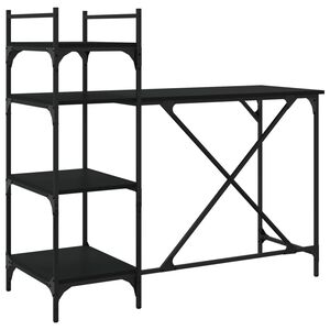 vidaXL computerbord med hylder 120x47x109 cm sort