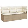 vidaXL 3-personers havesofa med hynder polyrattan beige