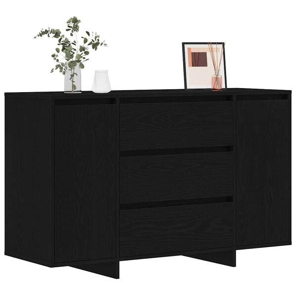 vidaXL Sideboard med skuffe Sort eg 120 x 41 x 75 cm Konstrueret træ