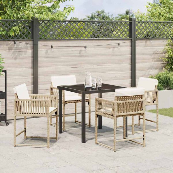 vidaXL Have Spisebordss&aelig;t 5 pcs Beige polyrattan