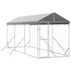 vidaXL udend&oslash;rs hundeg&aring;rd med tag 2x6x2,5 m galvaniseret st&aring;l s&oslash;lv