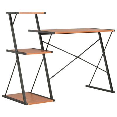 vidaXL skrivebord med hylde 116 x 50 x 93 cm sort og brun