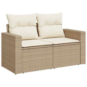 vidaXL 2-personers havesofa med hynder polyrattan beige