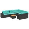 vidaXL havesofas&aelig;t med 10 hynder sort polyrattan