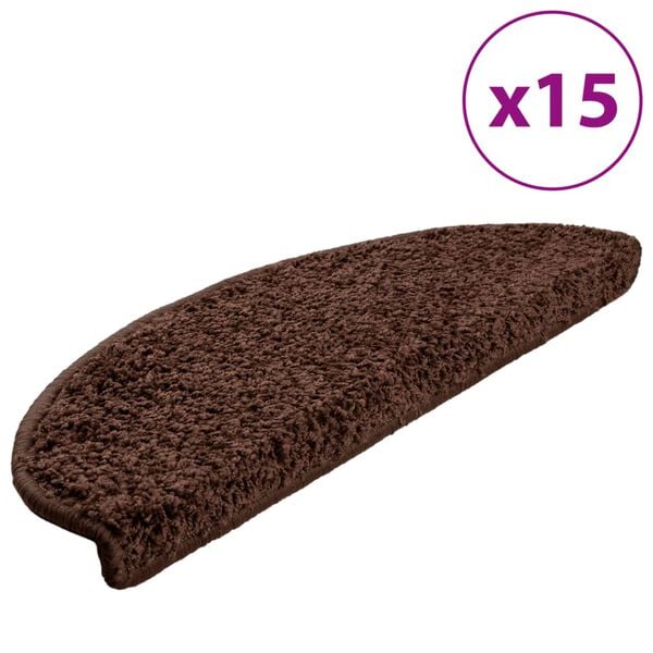 vidaXL trappem&aring;tter 15 stk. 65x21x4 cm brune halvrund store