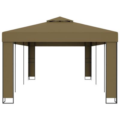 vidaXL pavillon med dobbelttag 3x6 m 180 g/m² gråbrun