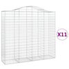 vidaXL buede gabionkurve 11 stk. 200x50x180/200 cm galvaniseret jern