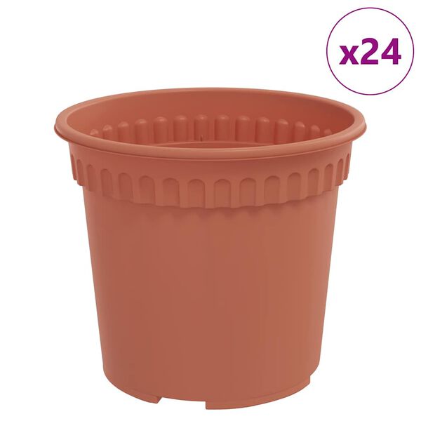 vidaXL Rund Blomsterpotte 24 pcs Mursten R&oslash;d &Oslash; 15 x 12 cm Plastik