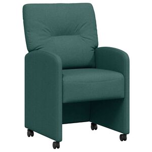vidaXL Spisebordsstole med hjul 2 stk. Stof M&oslash;rkegr&oslash;n 57 x 67 x 95 cm