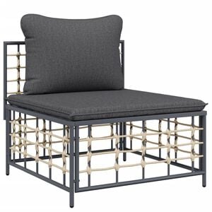 vidaXL midtermodul til havesofa med m&oslash;rkegr&aring; hynder polyrattan