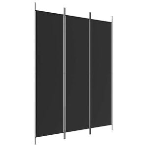 vidaXL 3-panels rumdeler 150x200 cm stof sort