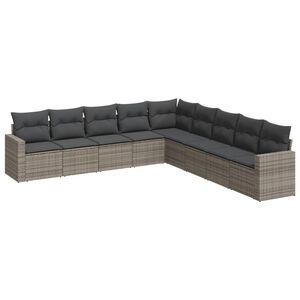 vidaXL sofas&aelig;t til haven 9 dele med hynder polyrattan gr&aring;