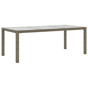 vidaXL havebord 190x90x75 cm h&aelig;rdet glas og polyrattan gr&aring;