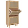 vidaXL skoskab 52x25x115 cm konstrueret tr&aelig; og naturlig rattan brun