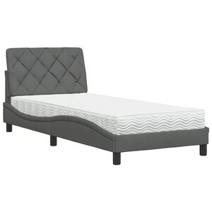 vidaXL seng med madras 80x200 cm stof m&oslash;rkegr&aring;