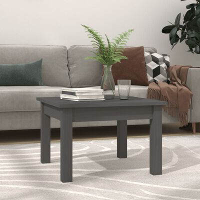 vidaXL sofabord 45x45x30 cm massivt fyrretræ grå