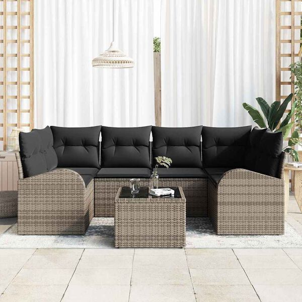 vidaXL Havesofa S&aelig;t Gr&aring; 55 x 55 x 37 cm polyrattan