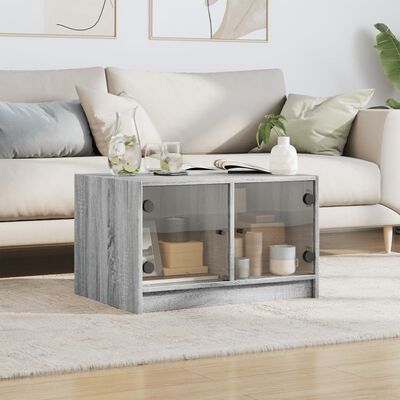 vidaXL sofabord med glaslåger 68x50x42 cm grå sonoma-eg