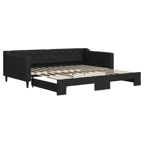 vidaXL daybed med udtr&aelig;k 100x200 cm stof sort