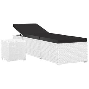 vidaXL liggestol med hynde og tebord polyrattan hvid