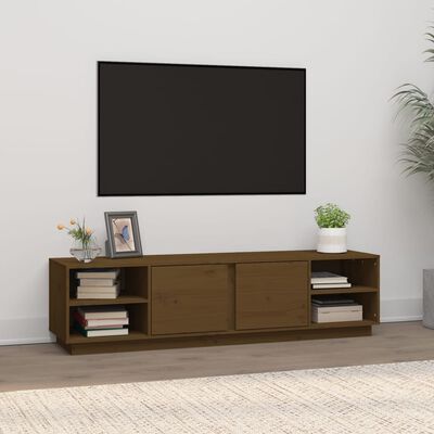 vidaXL tv-bord 156x40x40 cm massivt fyrretræ gyldenbrun