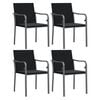 vidaXL havestole med hynder 4 stk. 56x59x84 cm polyrattan sort
