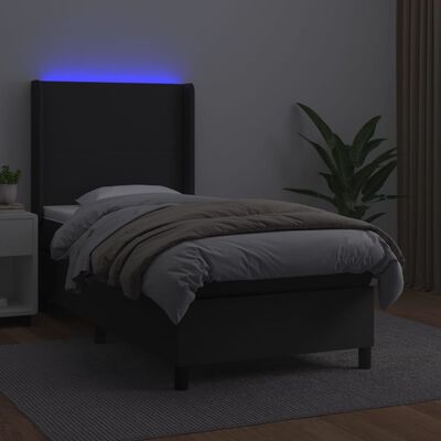 vidaXL kontinentalseng med LED-lys 80x200 cm kunstlæder sort