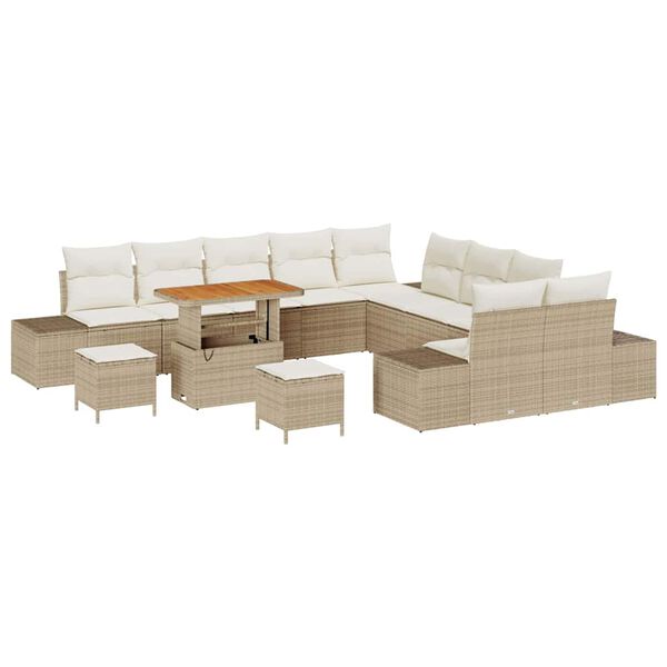 vidaXL Havesofa S&aelig;t med pude med opbevaring 13 pcs Beige og creme