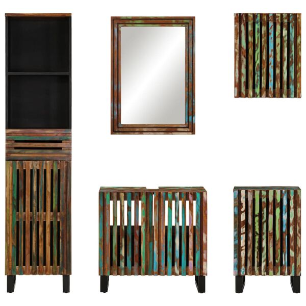 vidaXL m&oslash;bels&aelig;t til badev&aelig;relse 5 dele massivt akacietr&aelig;