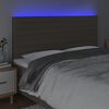 vidaXL sengegavl med LED-lys 160x5x118/128 cm stof gr&aring;brun
