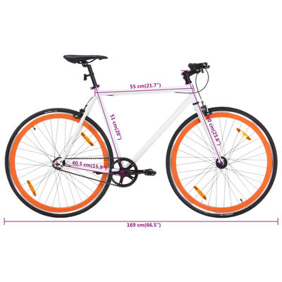 vidaXL cykel 1 gear 700c 51 cm hvid og orange