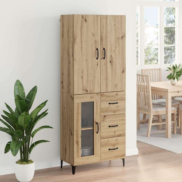 vidaXL Highboard Artisan Egetr&aelig; 69,5 x 34 x 180 cm Konstrueret tr&aelig;