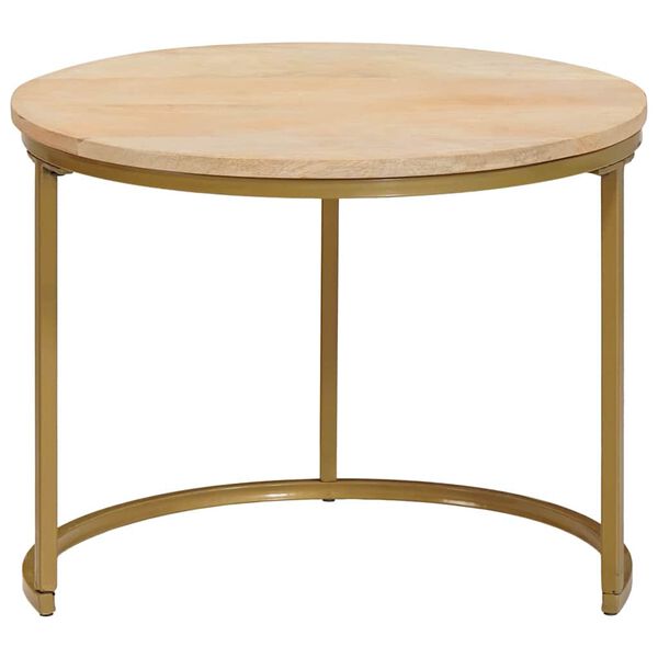 vidaXL Nesting Kaffeborde 2 pcs Brun Massivt mangotr&aelig; og st&aring;l