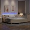 vidaXL LED Box Spring Bed med madras med LED Creme 180 x 200 cm Stof