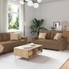 vidaXL Sofa 3 pcs Brun Linned-blandet stof