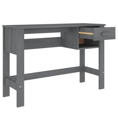 vidaXL skrivebord HAMAR 110x40x75 cm massivt fyrretræ mørkegrå