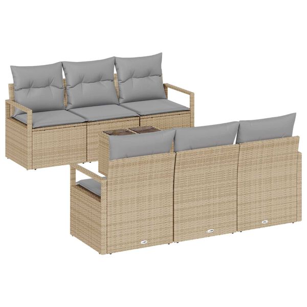 vidaXL Sofa S&aelig;t 7 pcs Beige og gr&aring; polyrattan